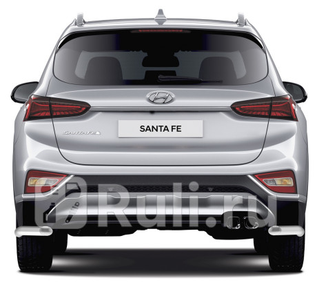 R.2312.004 - Защита заднего бампера d57 уголки (RIVAL) Hyundai Santa Fe 4 (2018-) для Hyundai Santa Fe 4 (2018-2021), RIVAL, R.2312.004