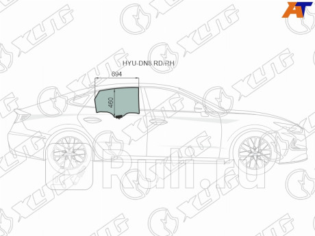 HYU-DN8 RD/RH - Стекло двери задней правой (XYG) Hyundai Sonata 8 (2018-2021) для Hyundai Sonata 8 (2018-2021), XYG, HYU-DN8 RD/RH